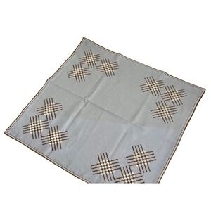 Vtg Scandinavian Hand Embroidered Tablecloth Blue Brown Cross Stich Table Toper